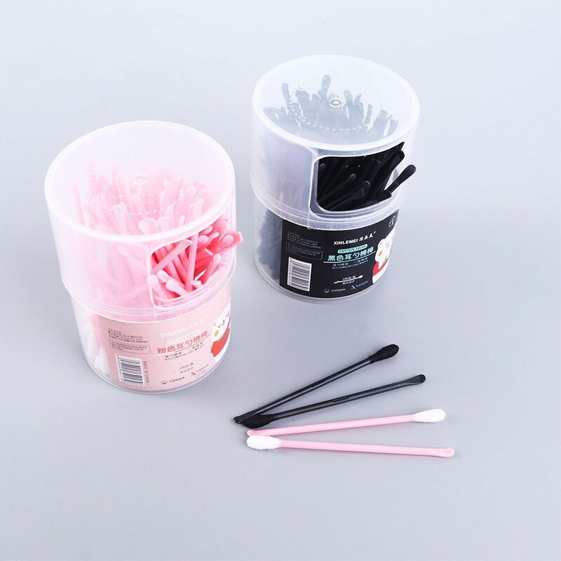 Double-headed Cotton Swabs with Ear Spoons Plastic Curette Ear Pick Cleaner Ear Cleaner Spoon Portable Makeup Nail Art Sticks