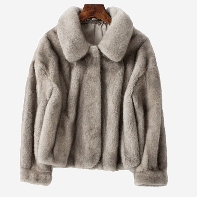 女性用3ボタン厚手のオーバーコート、暖かい、単色、短い、正方形の襟、9クォータースリーブ、ミンクファッション、冬