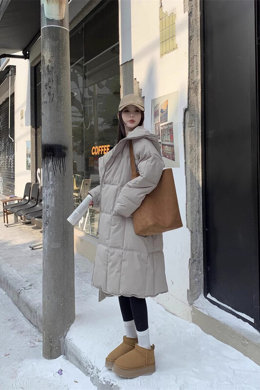 Oversized Lange Jas Vrouwen Winter Dons Katoenen Jas Dames Koreaanse Mode Gewatteerde Overjas Dames Casual Dikke Warme Rits Jassen