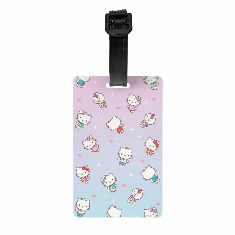 Olá Kitty Desenhos Animados Tag Bagagem Padrão com Cartão de Nome, Privacidade, Etiqueta ID para Mala De Viagem