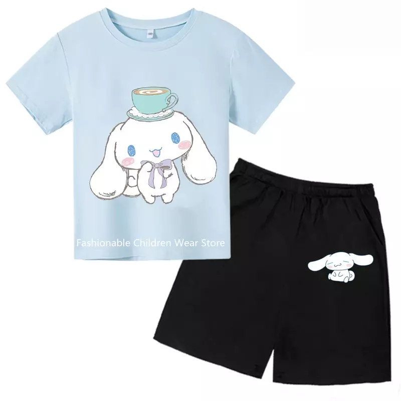 2024 шикарная Детская футболка с принтом Cinnamoroll, модная одежда для мальчиков и девочек, летняя повседневная одежда для улицы