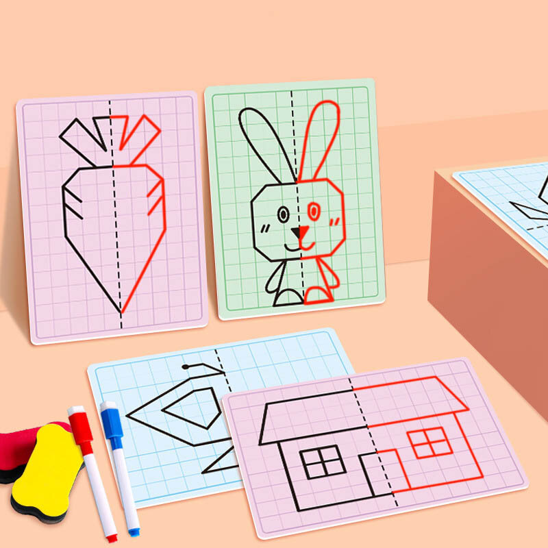 Desenho Simétrico Malha Infantil Quebra-cabeça Gráficos Brinquedos, Concentração Criativa, Train Tracing, Cartões de Pintura, Ensino Aids para Crianças