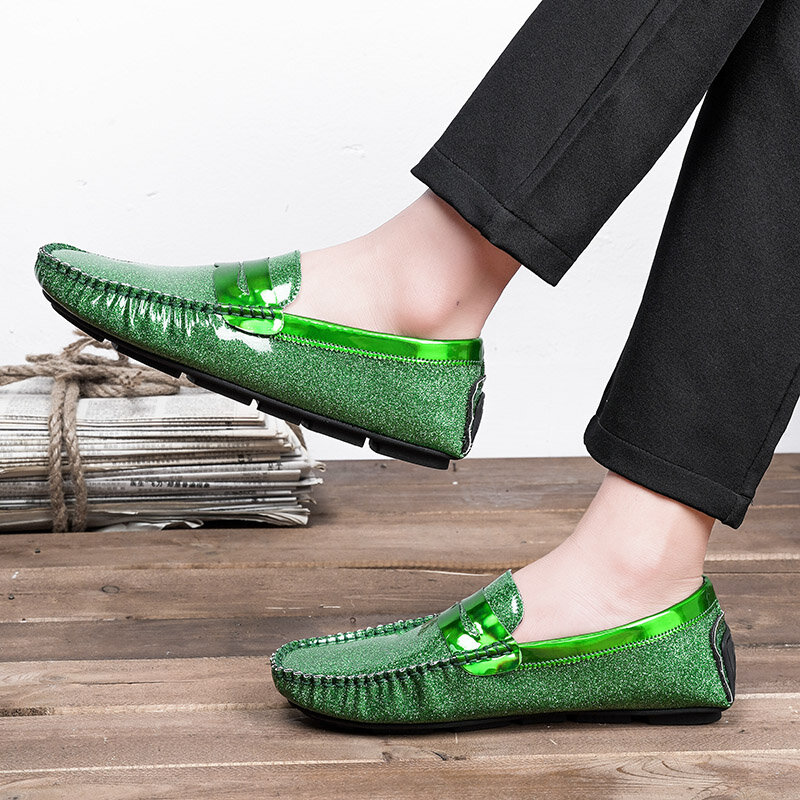 Mocassins de Luxe en Cuir Brcorporelle pour Homme, Chaussures Décontractées Vertes, Grande Taille, pour la Conduite