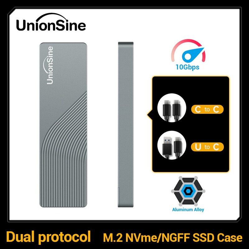 Unionsine dual protokoll m2 nvme ngff sata ssd case 10gbps hdd ssd box an usb 3,1 externes gehäuse für 2242 2260 2280