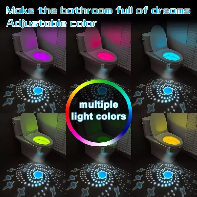 Lampki nocne z czujnikiem ruchu muszla klozetowa światła 7 kolor zmienia dekoracja łazienki oświetlenie nocne LED inteligentna żarówka lampka nocna