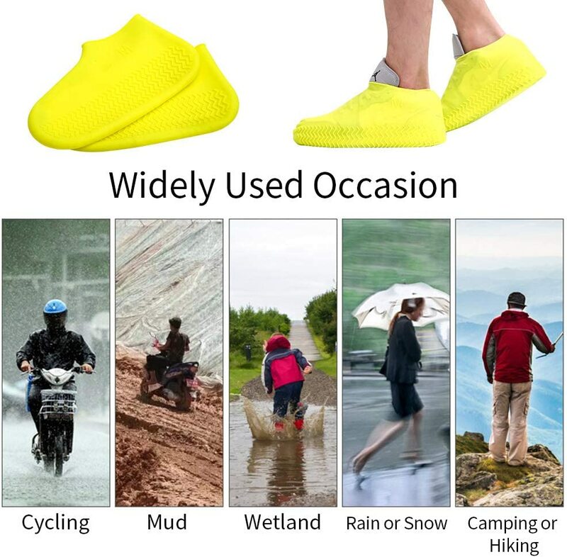 1 Pair Waterproof Non-slip Silicone Shoes Rain Boots Unisex Sneakers Protector For Outdoor Rainy Day Reusable Rain Shoe Cover