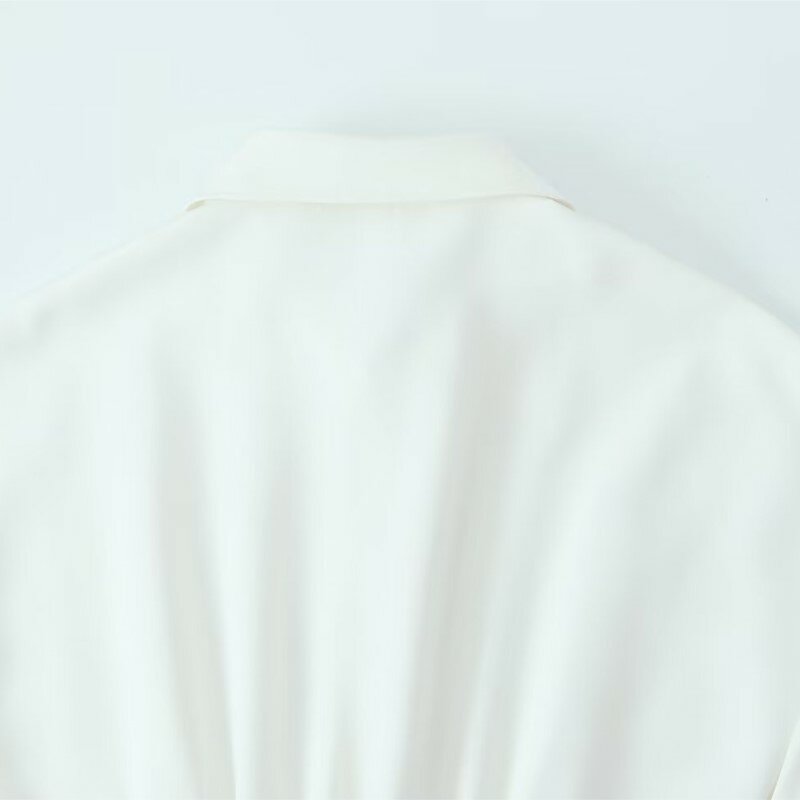 TRAF-vestido Midi con botones Para Mujer, traje de primavera y verano, con cinturón de decoración, con solapa y mangas cortas, ajustado, con pliegues en la cintura