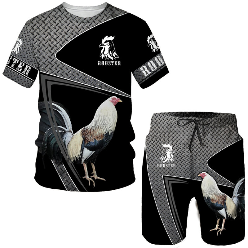 Mode Hahn 3D-Druck T-Shirts Shorts Sets Herren Trainings anzüge übergroße Kurzarm T-Shirt Hosen Set Mann Anzüge Kleidung