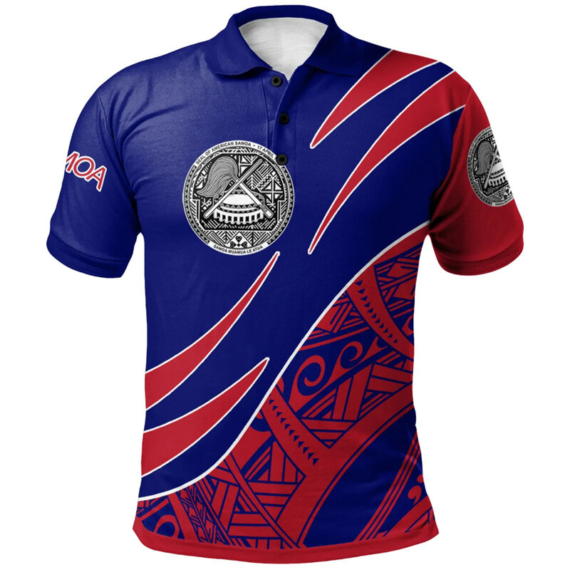 Polynesia Graphic Polo Shirts For Men Clothes Hawaiian 3D Printed Button POLO Shirt Street Tops Short Sleeve Children Tees