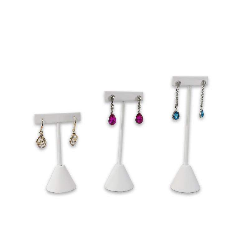 Logam berbentuk T anting tampilan rak beludru Pu kulit perhiasan anting Stud Display perhiasan rak anting pengaturan 3 buah Set