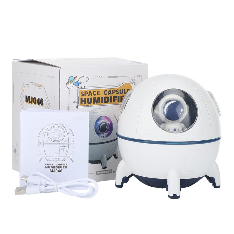 Humidificador de aire ultrasónico con cápsula espacial, difusor de agua de aromaterapia con luz Led, astronauta, USB, 220ML