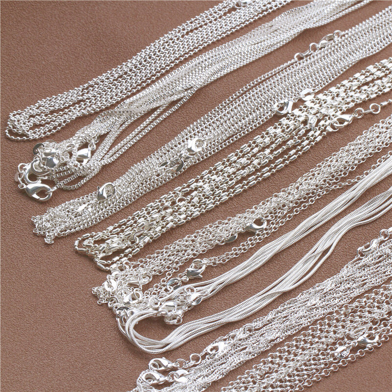1 pz 925 Sterling Silver 16-30 pollici Rolo Bead Figaro collana a catena per uomo donna 9 disegni gioielli di moda