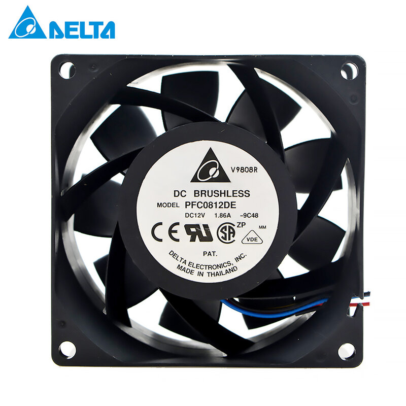 PFC0812DE 8038 80mm DC 12V 3.30A 4 wire pairs bearing cooling fan violence for Delta 80*80*38mm