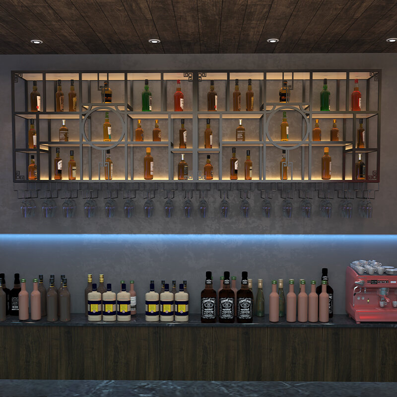 Buffet Shelf Wine Cabinets Wall Mounted Cocktail Retail Commercial Bar Cabinet Industrial Modern Botellero Vino Home Furniture