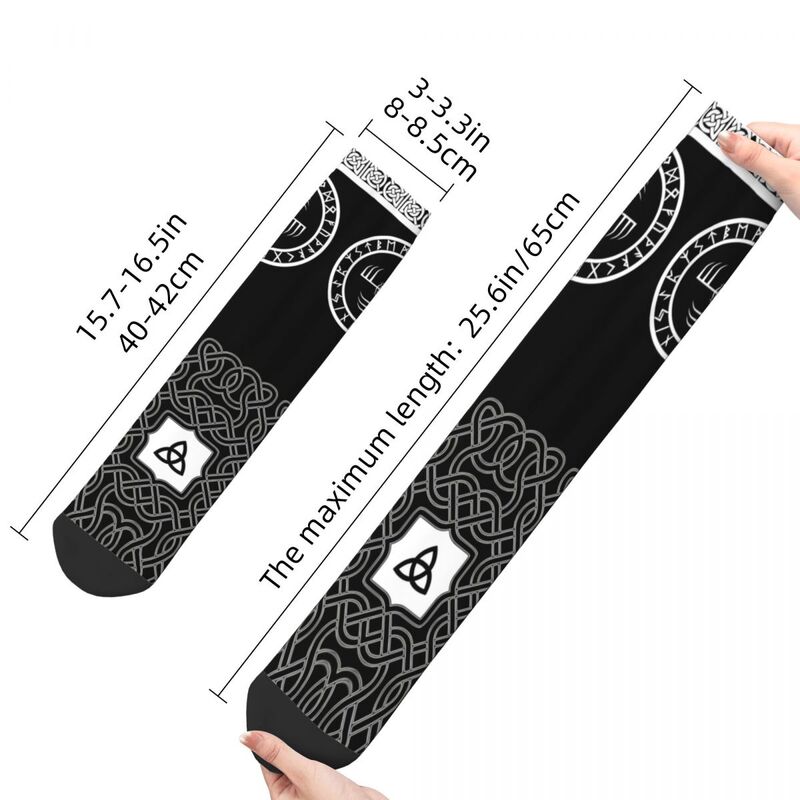 Engraçado louco meias para homem ginfaxi preto hip hop harajuku viking feliz padrão sem costura impresso meninos tripulação meia novidade presente