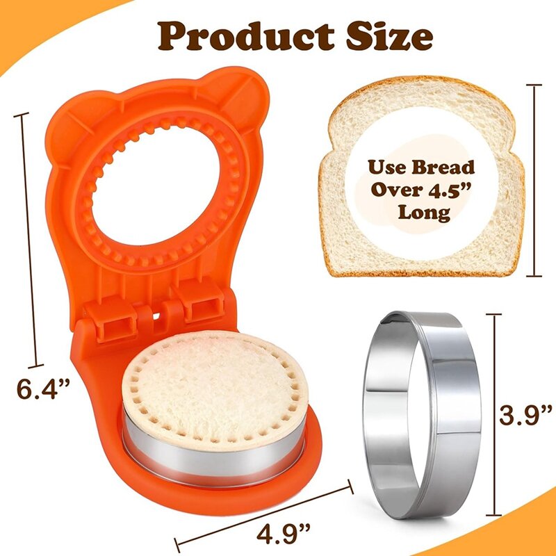 Sandwich Cutter e Sealer, DIY Bolso Do Biscoito, Sandwers, Breakfast Maker, 4pcs