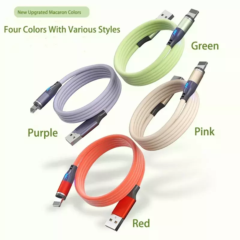 MVQF 고속 충전 실리콘 USB 데이터 케이블, 안드로이드용 USB 케이블, 아이폰 13, 14, 화웨이, 삼성, 3 인 1, 5A
