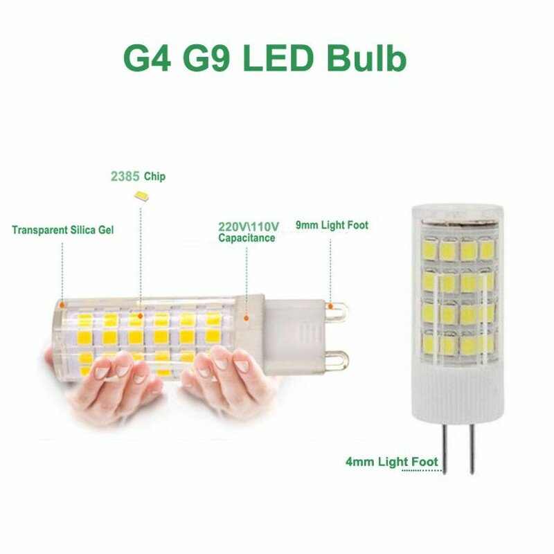 Lampadina a LED in ceramica 9W 12W G9 E14 G4 lampada a LED AC 220V-240V lampadina a mais a LED SMD2835 360 angolo del fascio sostituire le luci del lampadario alogeno