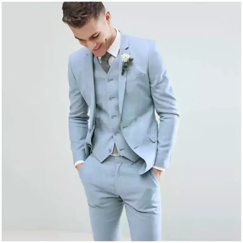 Мужские костюмы с лацканами с вырезом, 3 шт., модный костюм для мужчин, для жениха, свадьбы, выпускного, Terno Masculino, облегающий Блейзер, индивидуальный пиджак + брюки + жилет
