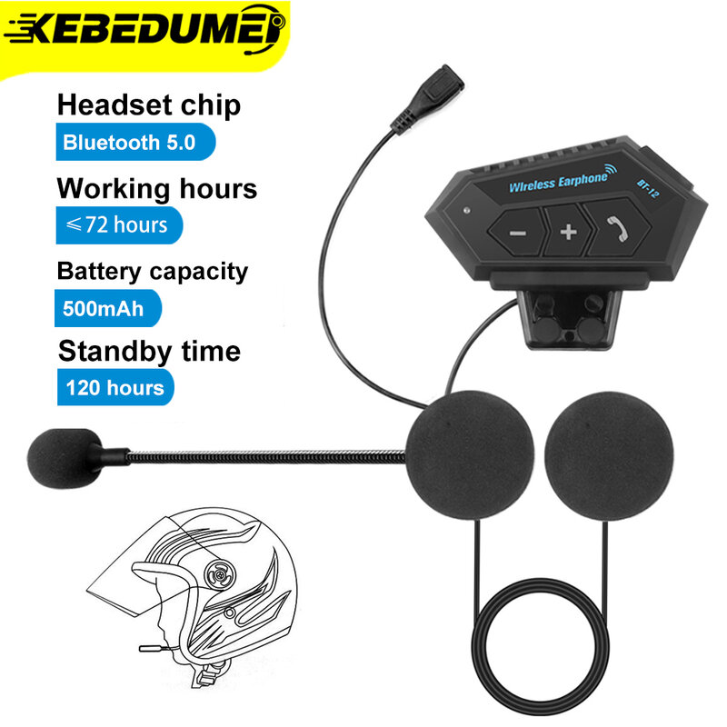 Auriculares inalámbricos T2 con Bluetooth 4,2 para casco de motocicleta, interfono estéreo para Moto, manos libres con micrófono de reducción