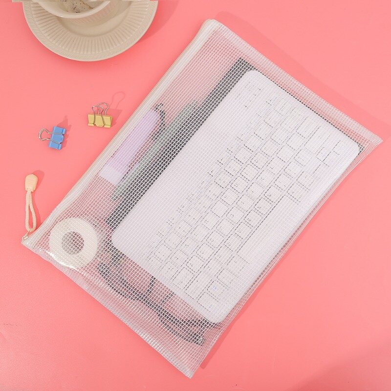 Mesh Zipper Pouch Document Organizer Bag Pocket Plastic Zip File Folders Puzzle Bags for Organizing Office Supplies Home Storage