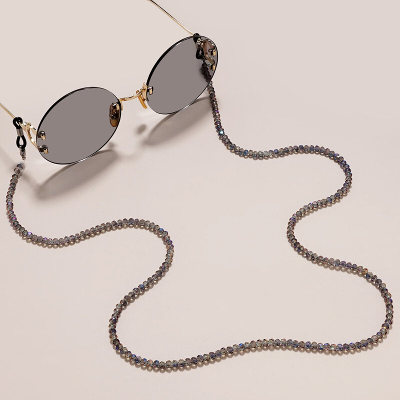 Fashion Colorful Glasses Chain Crystal Beaded Eyewear Lanyard Woman Face-Mask Strap Neck Cord Anti-Drop Sunglasses Holder Rope