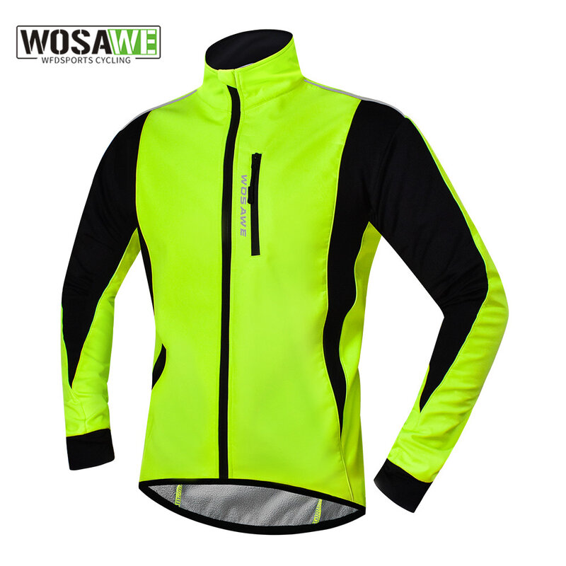 WOSAWE Winter Men's Cycling Jacket Waterproof Windproof Thermal Fleece Bike Jersey MTB Road cycling Snowboarding Jacket Coat