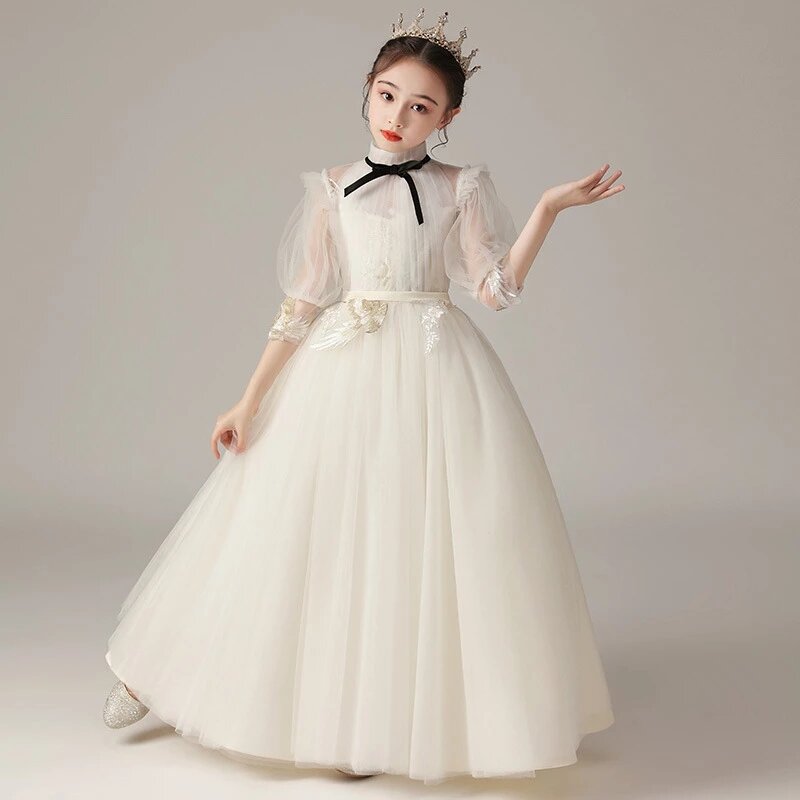 Официальное детское платье для молодых девушек, Элегантное Длинное детское платье на свадьбу, бальное платье для выпускного вечера, платье принцессы, одежда для малышей