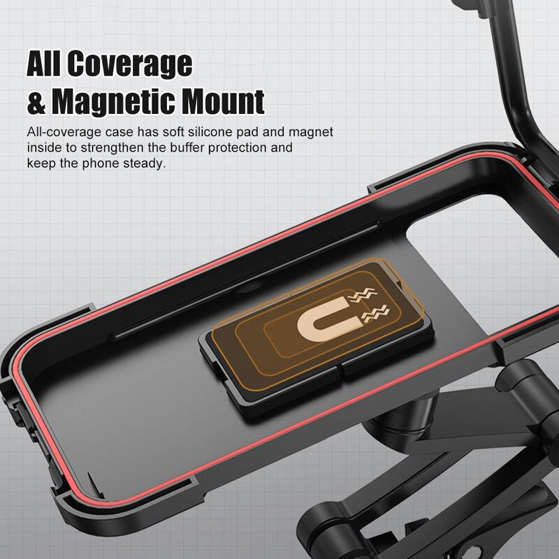 Universal Motorcycle Phone Mount Waterproof Hard Shell Phone Case Holder 360° Adjustable Bike Cellphone Holder Up To 6.7 Inches