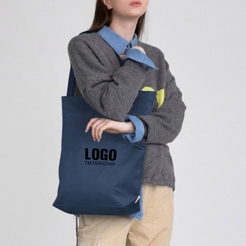Borsa tote in tela con logo personalizzato in tela di cotone ecologica con stampa e dimensioni OEM con tasca e cerniera