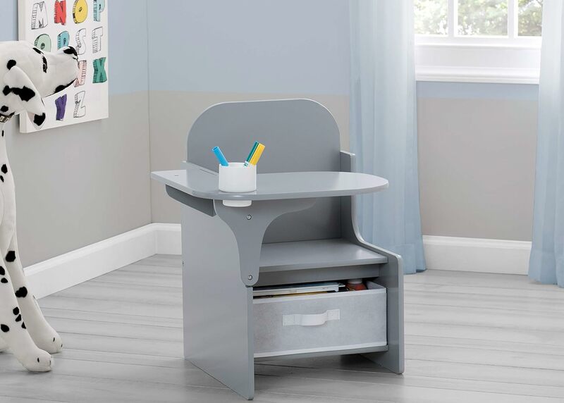 Chair Desk with Storage Bin - Greenguard Gold Certified, Grey