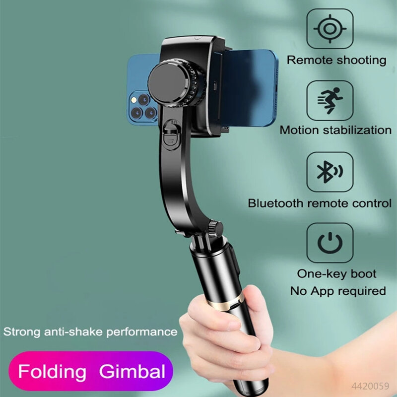 Roreta 2024 nowy stabilizator Gimbal Selfie Stick składany bezprzewodowy statyw z migawka Bluetooth Monopod dla IOS Android