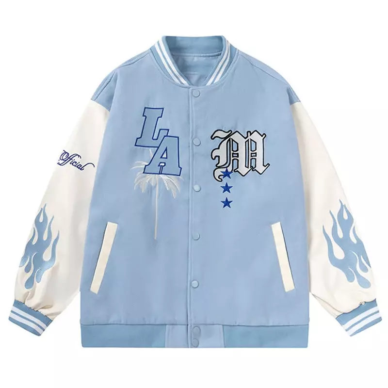 2024 New American Varsity Vintage Hip-hop Letter Unisex Baseball Uniform Y2K Men Streetwear Rock Loose Coat Boy Girls