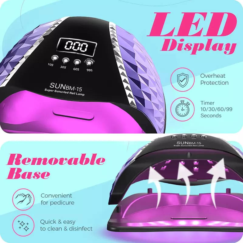 Lampe à LED UV injuste pour manucure à ongles, lampe de séchage de vernis gel 66 LED avec 4 minuteries, capteur automatique, équipement professionnel pour les ongles