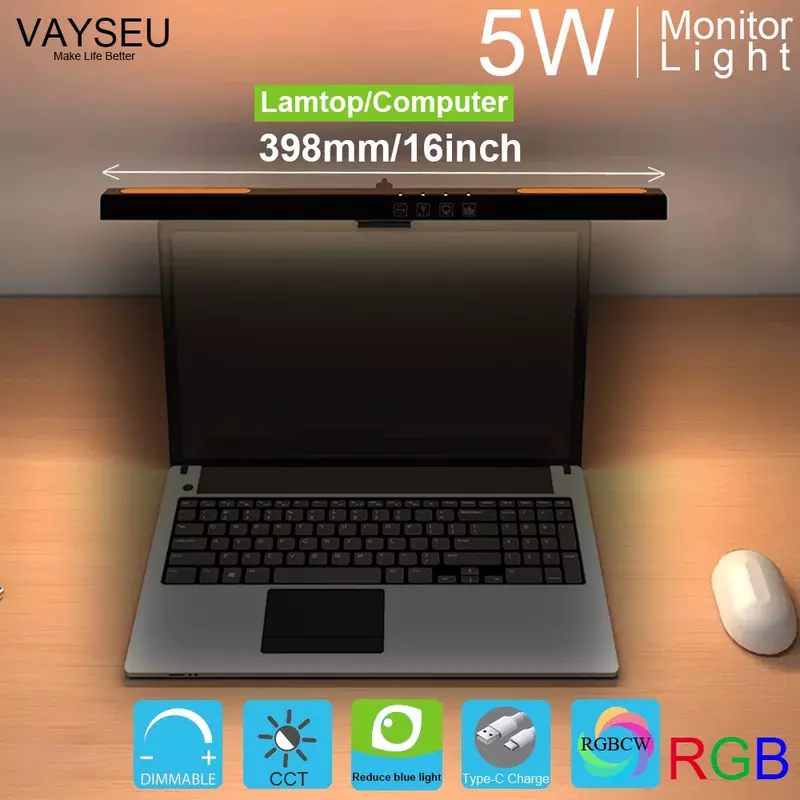 RGB LED Screen Bar Light Reading Lamp 5W Computer Lighting CCT Change Dimming Monitor Light