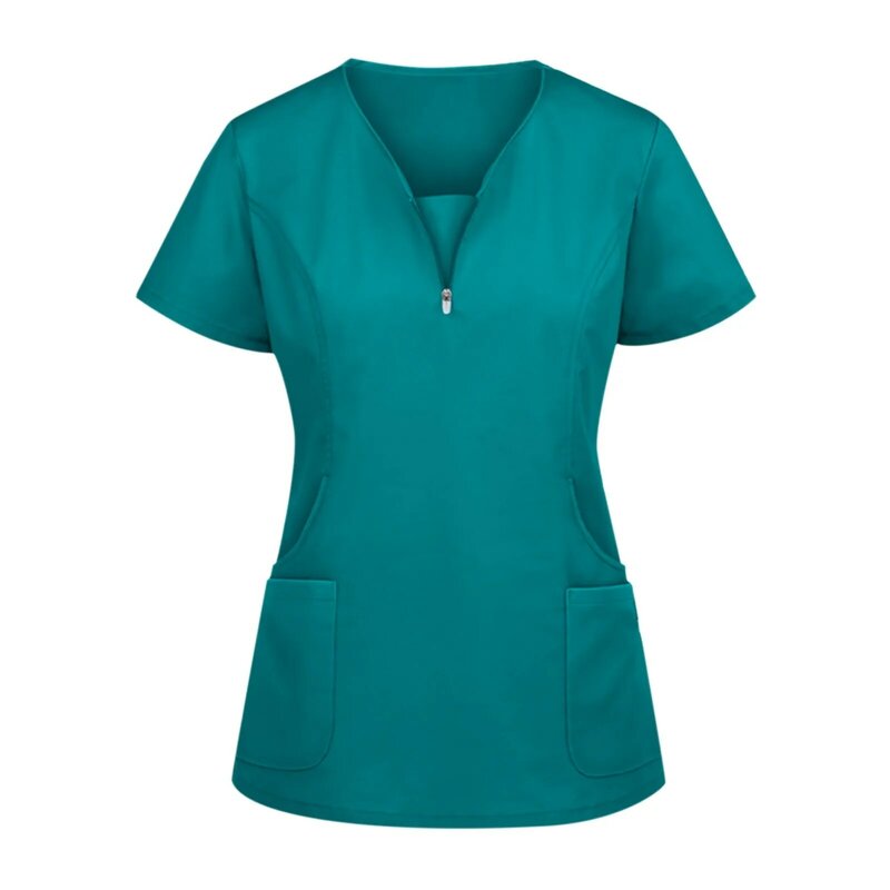 Uniformes d'infirmière à manches courtes et col en V pour femmes, chemises décontractées d'été, 2022