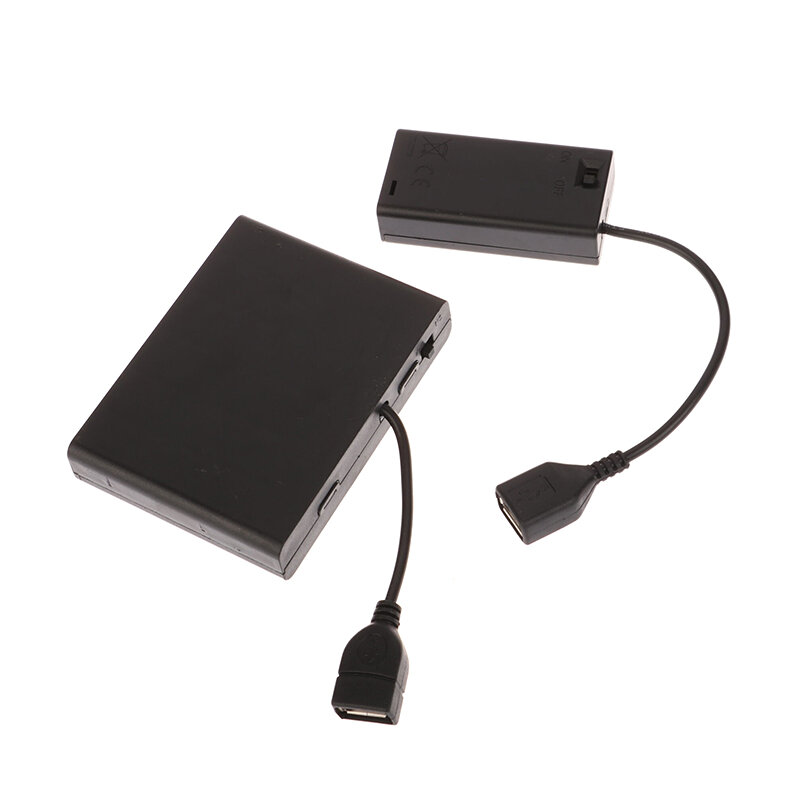 Kotak penyimpanan penyimpan baterai AA Mini Portabel DC 4.5V casing kotak baterai catu daya USB untuk baterai ke-5 dan ke-7