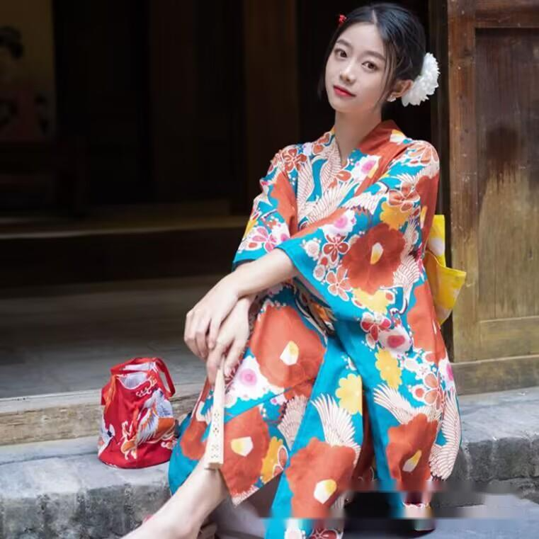 كيمونو ياباني للنساء ، كيمونو يوكاتا محسن ، فتاة جميلة ، ملابس صور سفر ، جديد