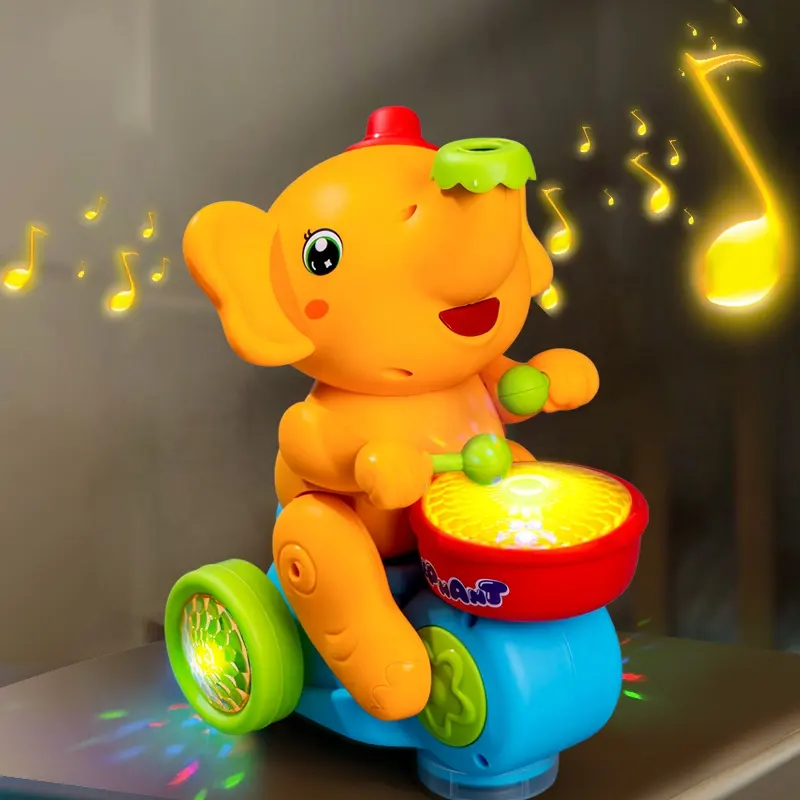 Juguete de elefante bailarín con música y luz intermitente para niños, juguetes eléctricos para niños, juguete de animales para jugar al tambor, nuevo diseño