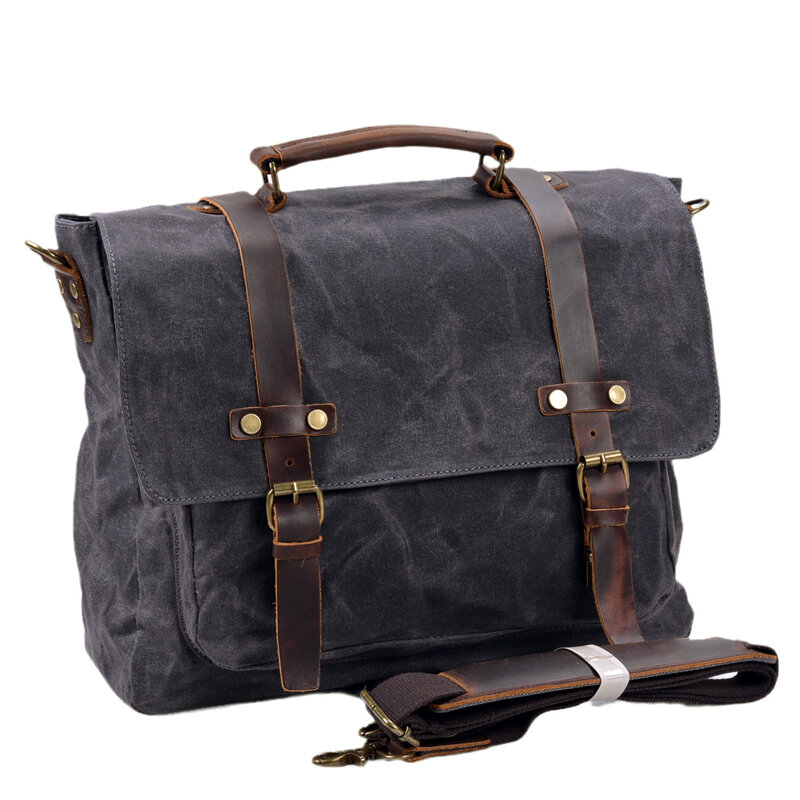 Tas satu bahu kasual Vintage, tas koper Bisnis luar ruangan tas selempang Laptop