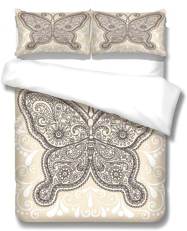 Duvet Cover 3D Animal Butterflies, double bed Three-Piece Set , Bedding Quilt Cover Pillowcase Children Decor, free shipping