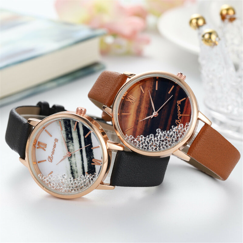 Bragura jam tangan kuarsa wanita, arloji minimalis ramping dengan tali panggilan, jam tangan hadiah elegan modis mewah