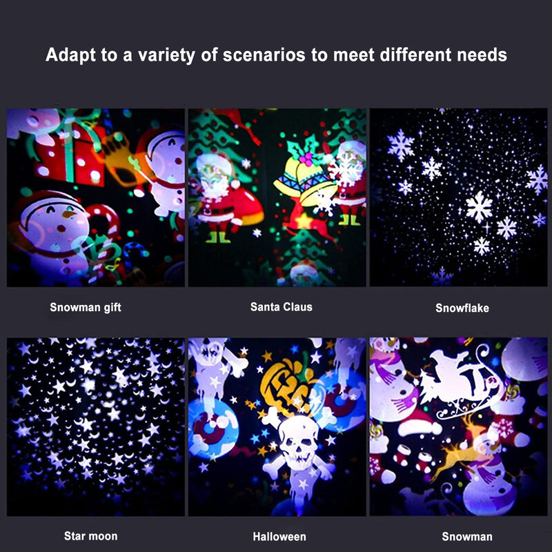 Christmas Lights Projector Atmosphere Light 6 Patterns Projection Lights Christmas Decor for Home Party Festival