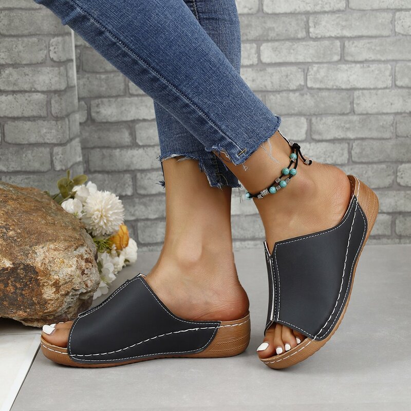2024 Wedge Sandals White Summer Fashion Breathable Comfortable Sandals Woman Buckle Female Footwear Woman Shoes