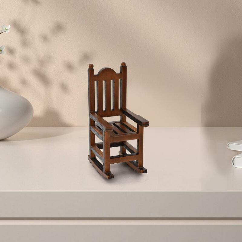Boa simulação cadeira superfície lisa não-quebrável miniatura cadeira casa de bonecas 1:12 ornamento cadeira de casa de bonecas cadeira