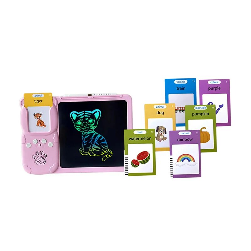 Tableta de escritura de tarjetas Flash parlantes 2 en 1, dispositivo educativo temprano, juguetes de aprendizaje preescolar para niños de 2 a 6 años, regalos