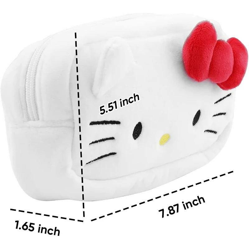 Olá Kitty Cat Plush Pencil Bag, Cosmetic Bag, Sanrio Papelaria Bag, Material Escolar, Grande Capacidade, Girl Gift, Y2K
