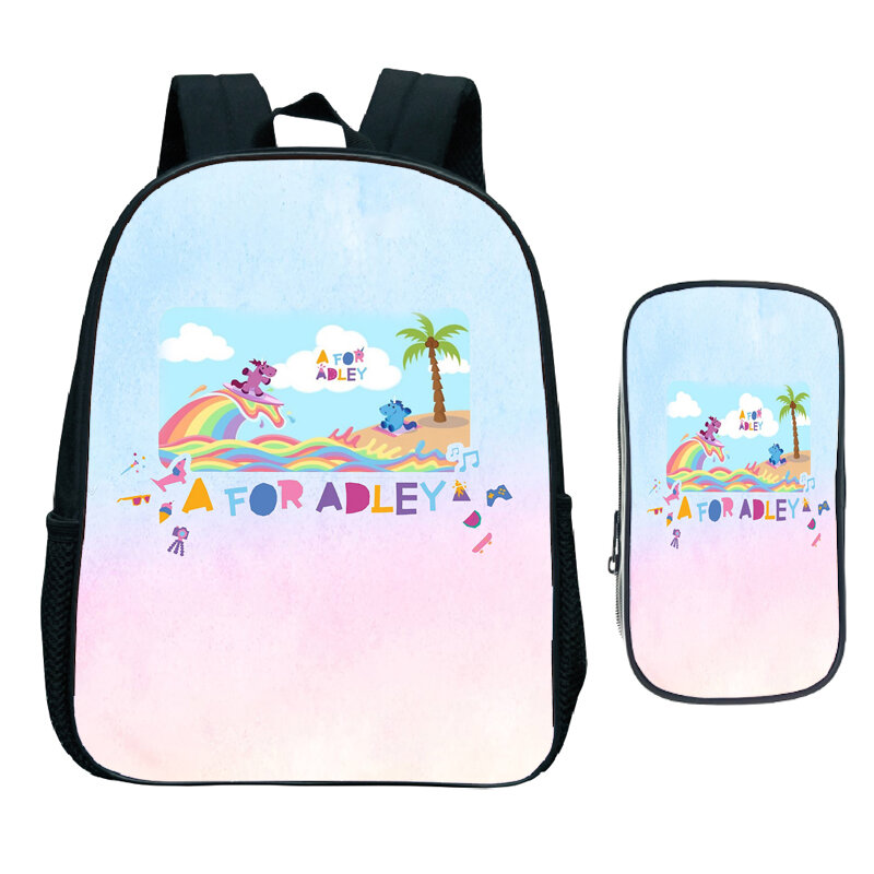 A for Adley-mochila de jardín de infantes para niños, Juego de 2 piezas, unicornio, arcoíris, helado, regalos de cumpleaños de dibujos animados