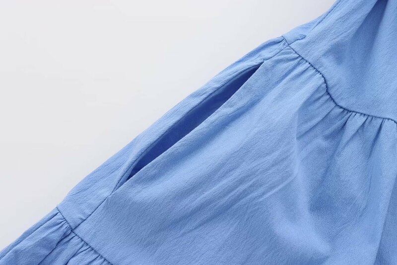 Женское однобортное Плиссированное Платье-рубашка средней длины с поясом и коротким рукавом
