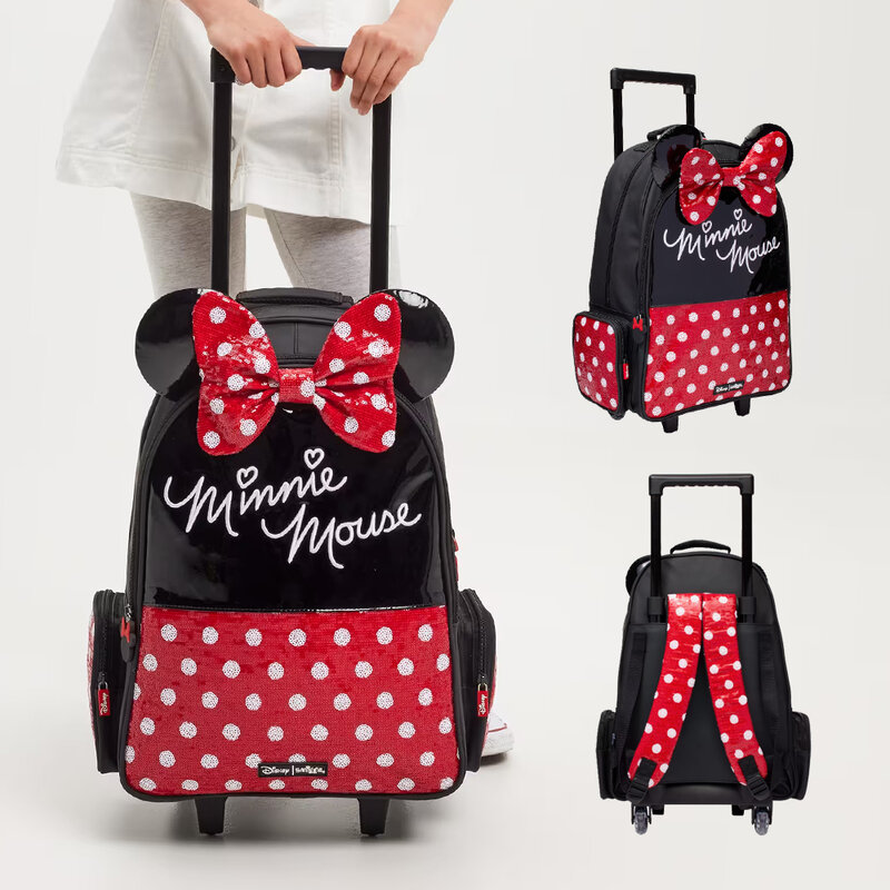 Disney Mickey Mouse Children's trolley backpack Smiggle MARVEL Spider-Man Wheel Backpack Trolleys Bag hot-selling Schoolbag